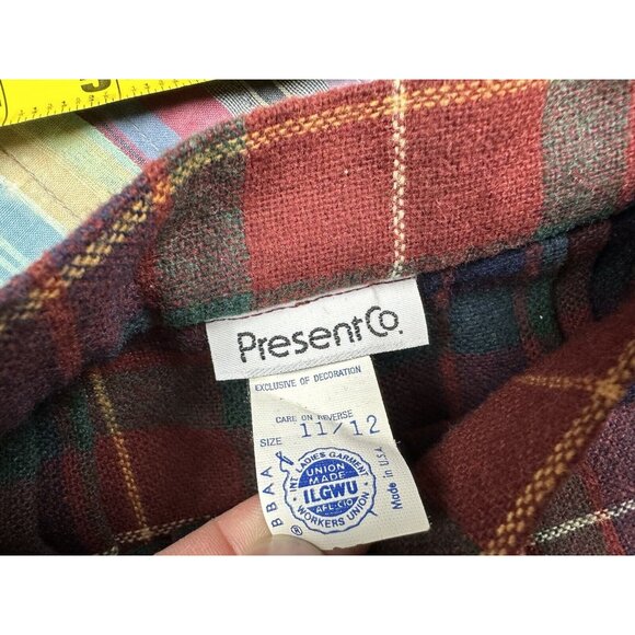 Vintage 80s plaid pleated outfit Corduroy jacket set 3pc Matching Set Sz 9 26” W - Picture 15 of 16